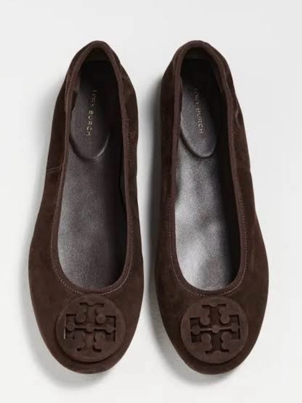 Tory Burch Reva Travel Suede Ballet Flat in Dark Cocoa - size 6.5 - NWOB